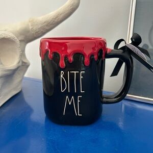 Rae Dunn Red Blood Overflow Bite Me Vampire Halloween Mug